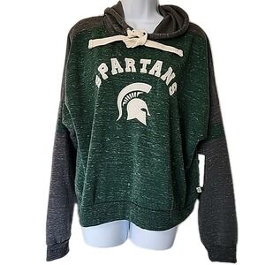 NWT Colosseum Michigan State Spartans Lost‎ City Speckle Crop Hoodie Women's XL